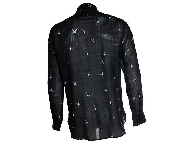 Camicia trasparente con stampa di stelle nere Saint Laurent 2018 Nero - vista 3
