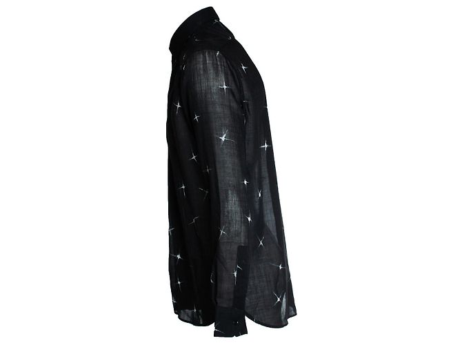 Camicia trasparente con stampa di stelle nere Saint Laurent 2018 Nero - vista 4