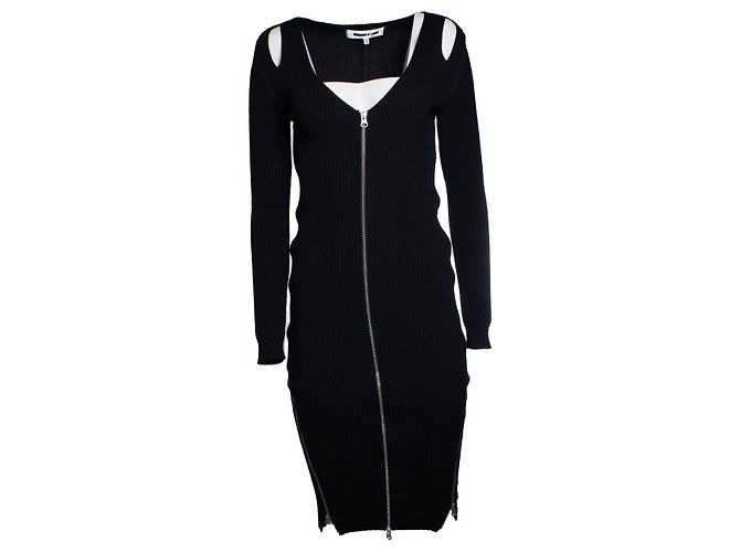 Alexander Mcqueen McQ, schwarzes Strickkleid mit Stretch - Ansicht 5