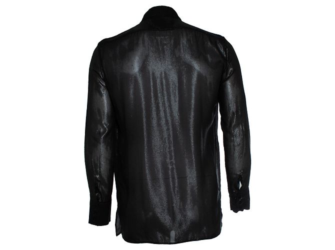 Camicia Lurex con pieghe Saint Laurent 2019 Nero - vista 2