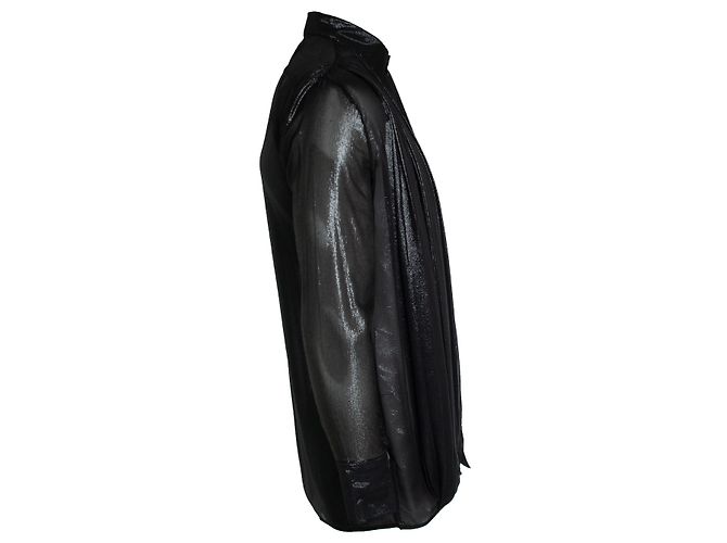 Camicia Lurex con pieghe Saint Laurent 2019 Nero - vista 3