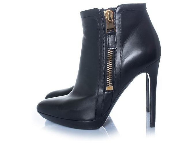 Botas de tornozelo de plataforma em couro preto Tom Ford - vista 2