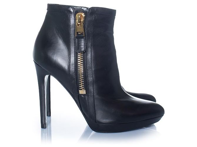 Botas de tornozelo de plataforma em couro preto Tom Ford - vista 4
