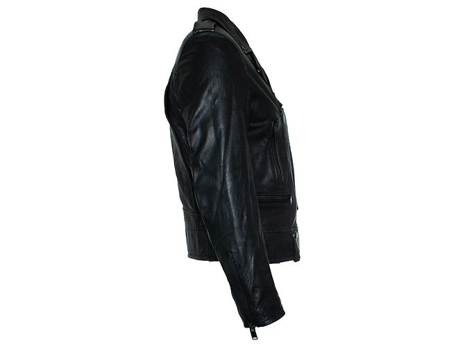 Saint Laurent, giubbotto in pelle nera da motociclista 2016 Nero - vista 2