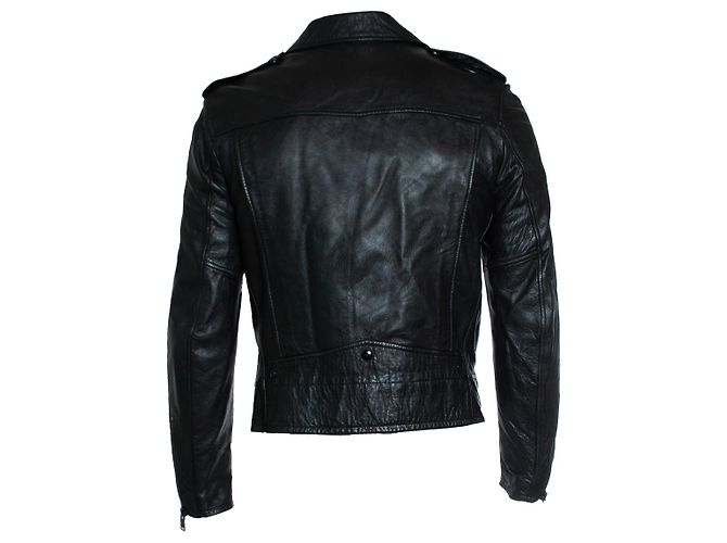Saint Laurent, giubbotto in pelle nera da motociclista 2016 Nero - vista 3