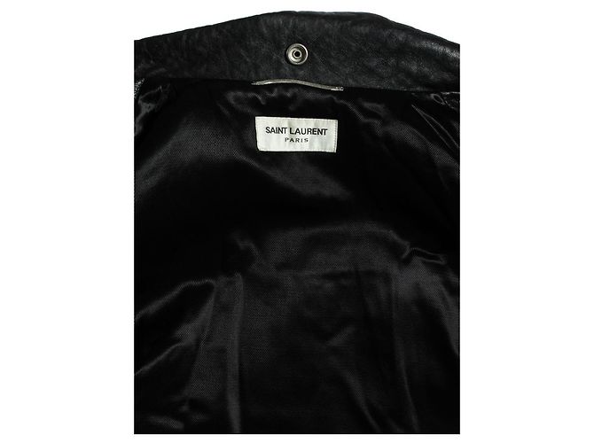 Saint Laurent, giubbotto in pelle nera da motociclista 2016 Nero - vista 7