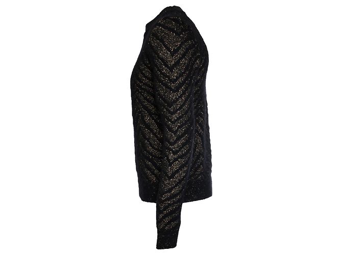 Saint Laurent, schwarzes und goldenes Jacquard-Pullover 2018 Mehrfarben - Ansicht 2