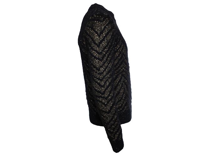 Saint Laurent, schwarzes und goldenes Jacquard-Pullover 2018 Mehrfarben - Ansicht 4