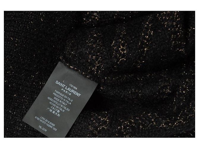 Saint Laurent, schwarzes und goldenes Jacquard-Pullover 2018 Mehrfarben - Ansicht 5