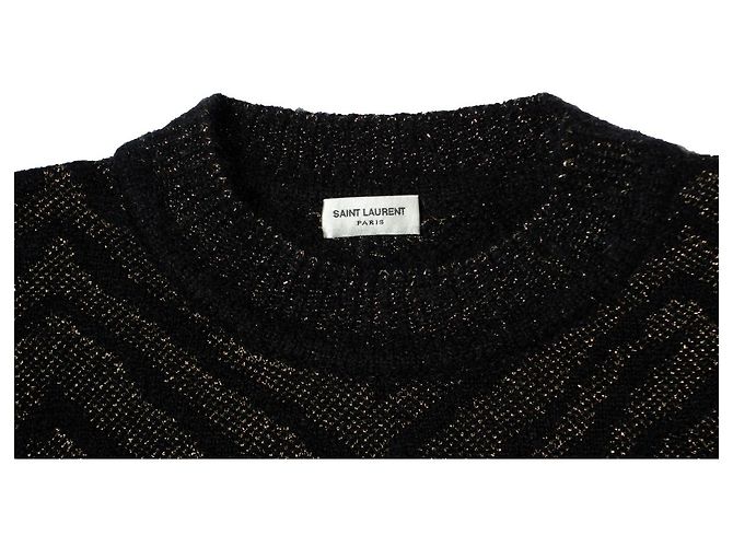 Saint Laurent, schwarzes und goldenes Jacquard-Pullover 2018 Mehrfarben - Ansicht 7