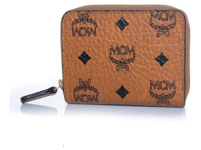 MCM, portafoglio marrone con zip in monogramma - vista 2