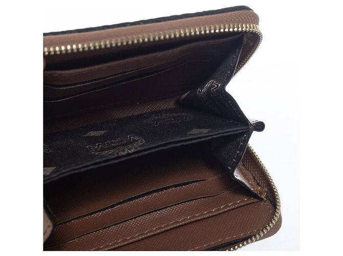 MCM, portafoglio marrone con zip in monogramma - vista 5