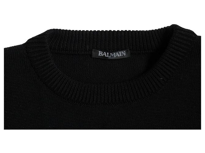 Balmain, Suéter de malha de merino com logo em preto - vista 6