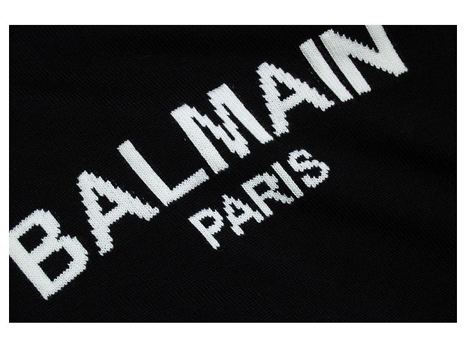 Balmain, Suéter de malha de merino com logo em preto - vista 7
