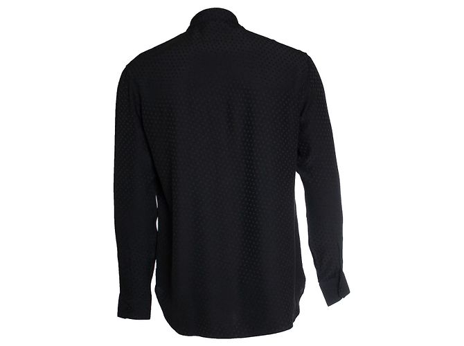 Camicia nera con pois floreali Saint Laurent 2018 Nero - vista 3