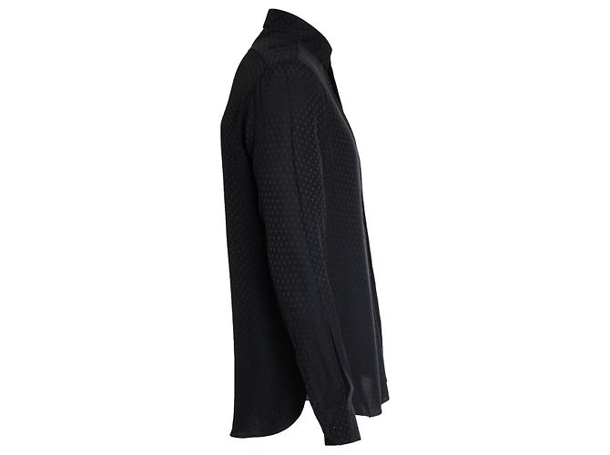Camicia nera con pois floreali Saint Laurent 2018 Nero - vista 4
