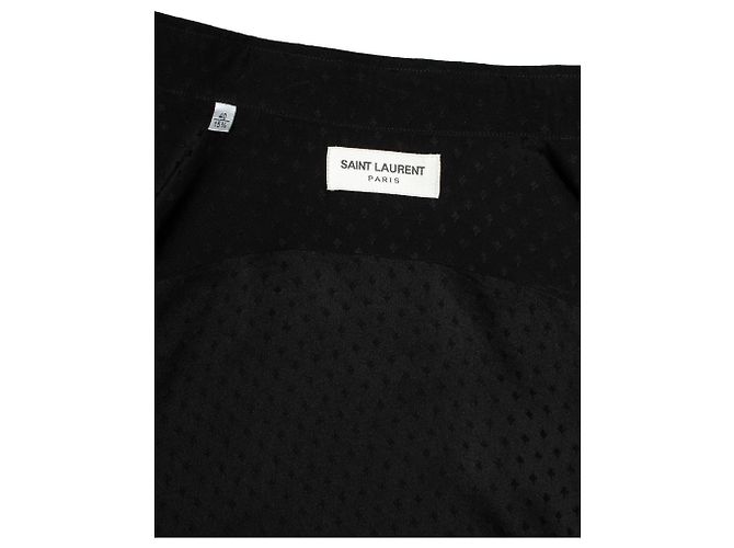 Camicia nera con pois floreali Saint Laurent 2018 Nero - vista 5