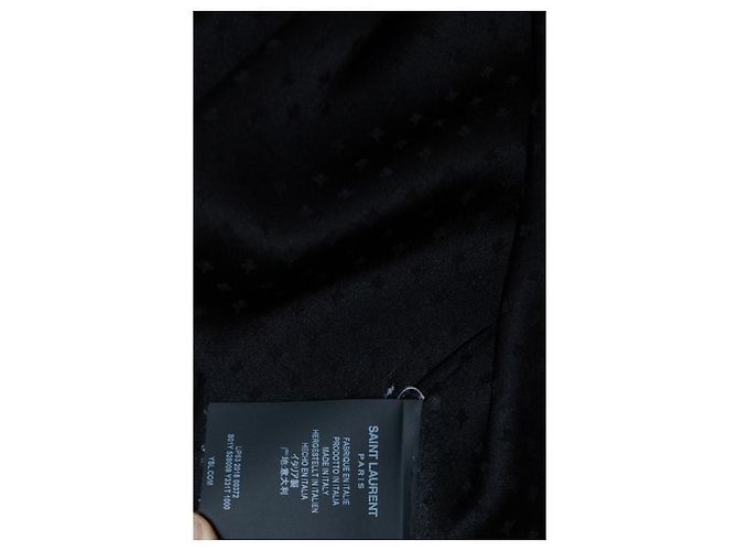Camicia nera con pois floreali Saint Laurent 2018 Nero - vista 7