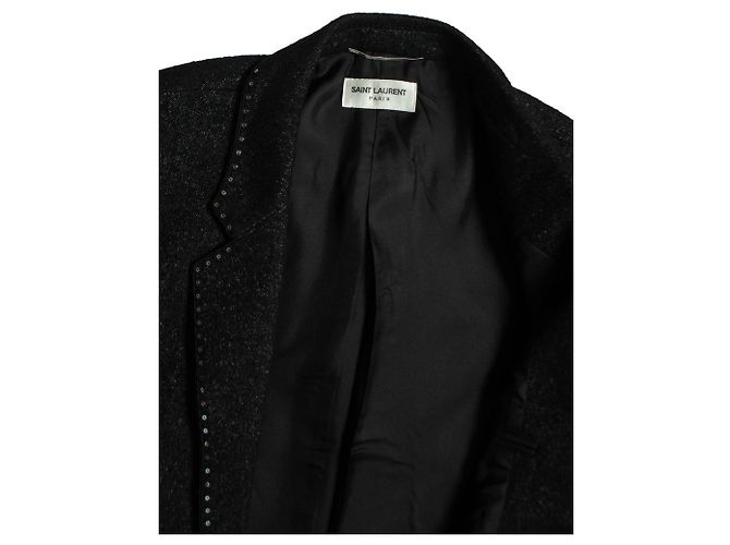 Saint Laurent, 19FW sequin embroidered trim blazer Grey - view 5