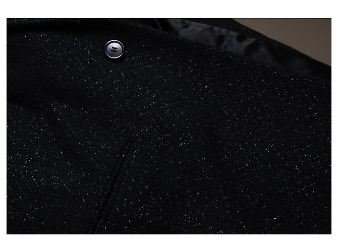 Saint Laurent, Wool coat with lurex 2018 Black - view 6