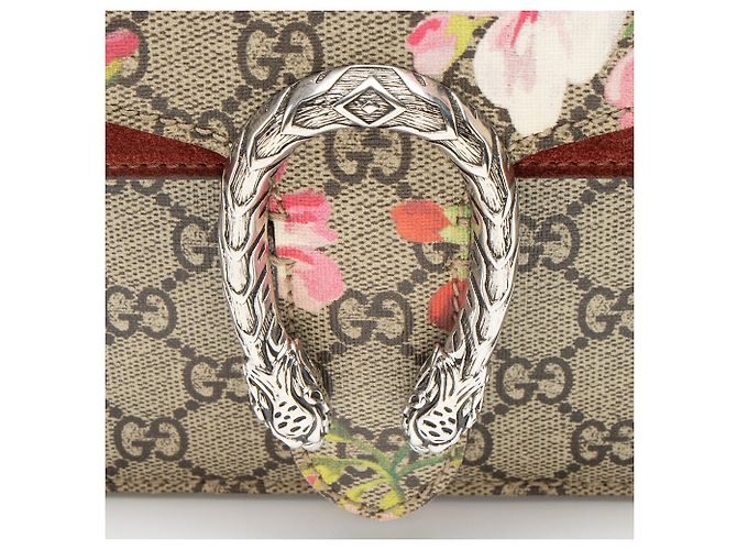 Borsa a Spalla Piccola Gucci GG Supreme Blooms Dionysus Marrone Beige - vista 9