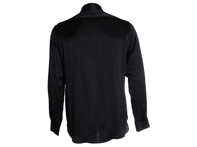 Camicia in seta nera a righe Saint Laurent 2018 Nero - vista 3