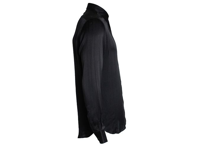 Camicia in seta nera a righe Saint Laurent 2018 Nero - vista 4