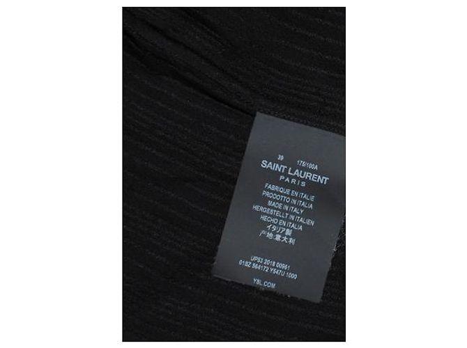 Camicia in seta nera a righe Saint Laurent 2018 Nero - vista 6