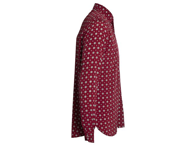 Camicia con stampa a rombi Saint Laurent Rosso Bordò - vista 4