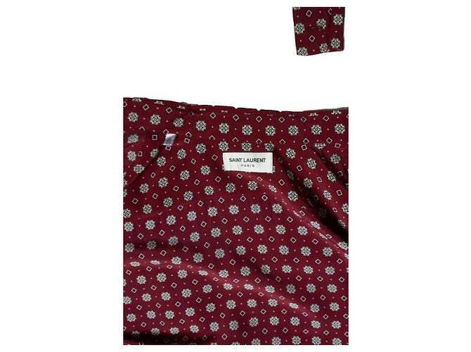 Camicia con stampa a rombi Saint Laurent Rosso Bordò - vista 5