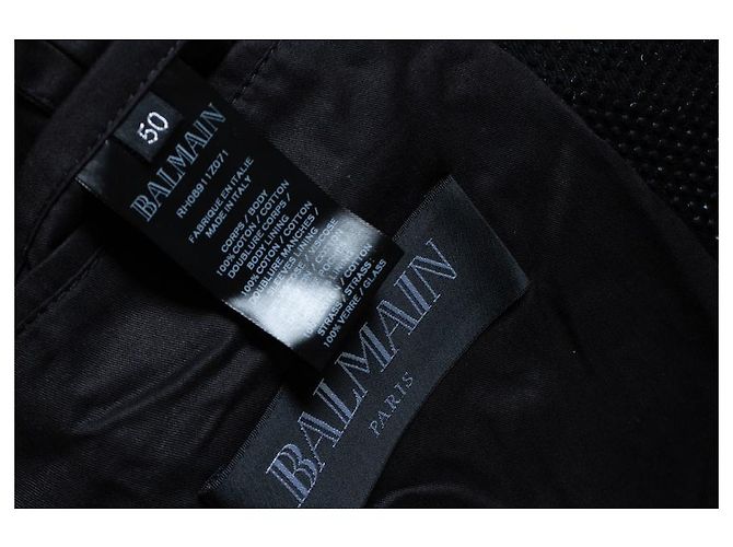 Giacca da biker a righe con strass Balmain Multicolore - vista 7