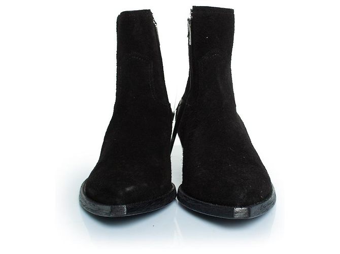 Saint Laurent, Lukas wool suede ankle boots in black - view 5