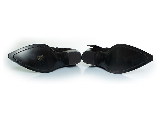Saint Laurent, Lukas wool suede ankle boots in black - view 7