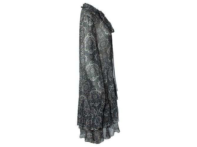Chloé Chiffon Lavalliere Kleid Chloe Grün Khaki - Ansicht 2