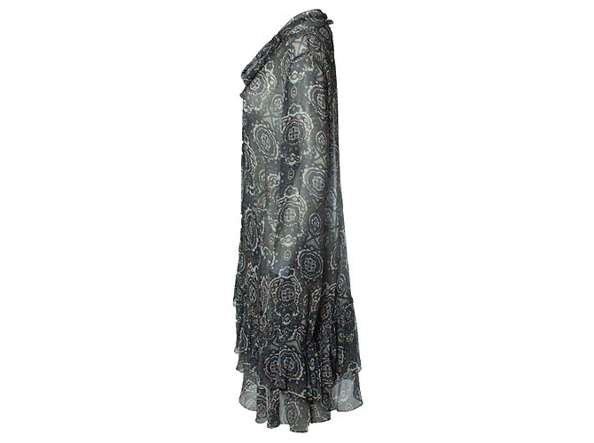 Chloé Chiffon Lavalliere Kleid Chloe Grün Khaki - Ansicht 4