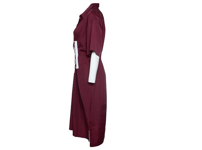 Popeline-Kleid mit Delick-Spitze von Dries van Noten Rot Bordeaux - Ansicht 2