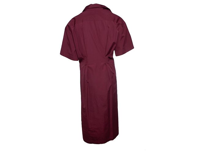 Popeline-Kleid mit Delick-Spitze von Dries van Noten Rot Bordeaux - Ansicht 3