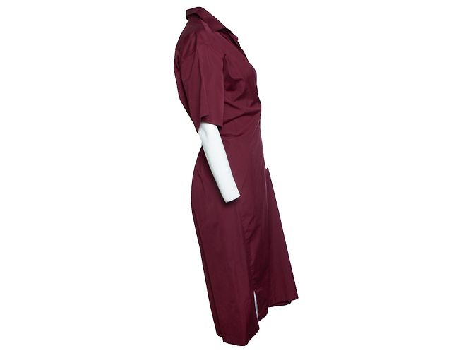 Popeline-Kleid mit Delick-Spitze von Dries van Noten Rot Bordeaux - Ansicht 4