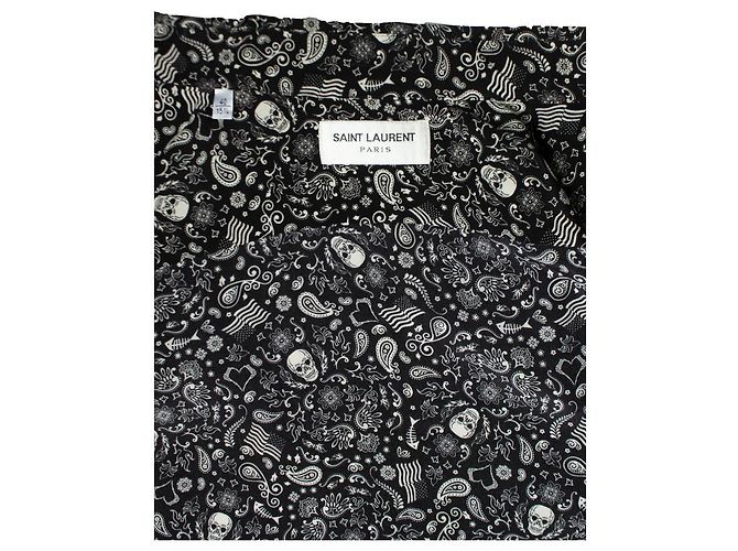 Camicia stampata con teschio nero e paisley Saint Laurent 2018 Multicolore - vista 5