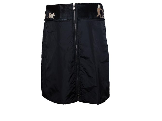 Falda de nailon negra con piel de pony de Prada Negro - vista 3