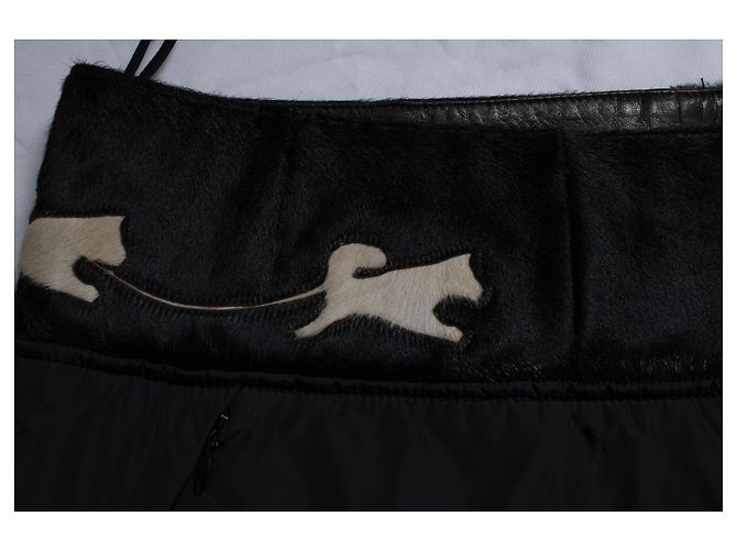 Falda de nailon negra con piel de pony de Prada Negro - vista 7