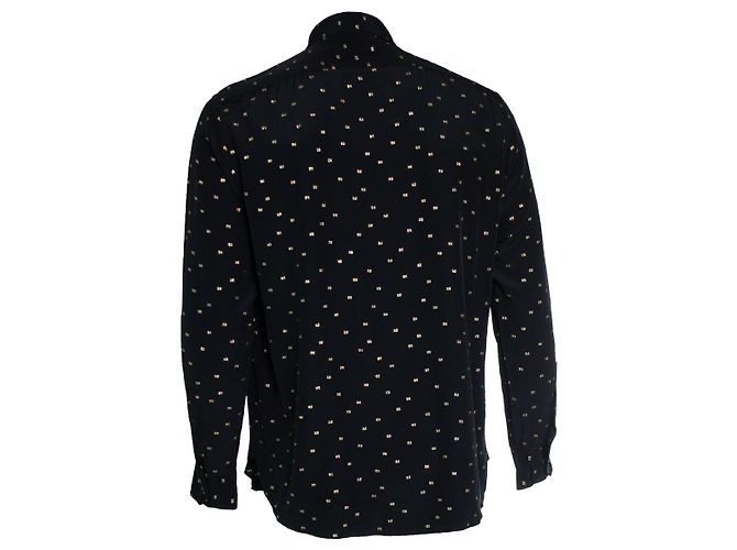 Saint Laurent, Camisa negra con estampado de lurex dorado Negro - vista 2