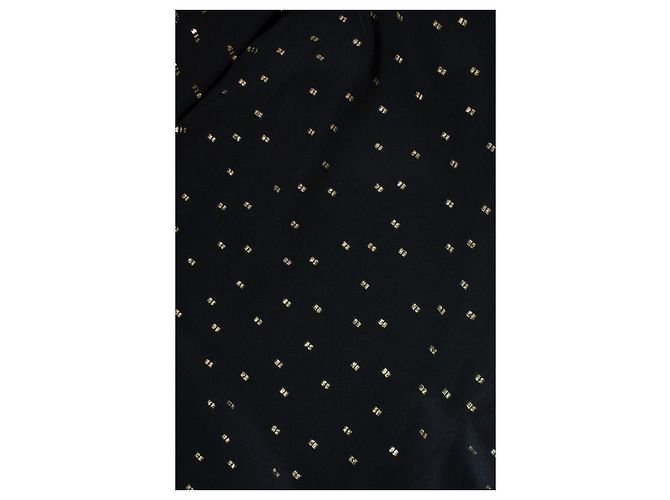 Saint Laurent, Camisa negra con estampado de lurex dorado Negro - vista 6