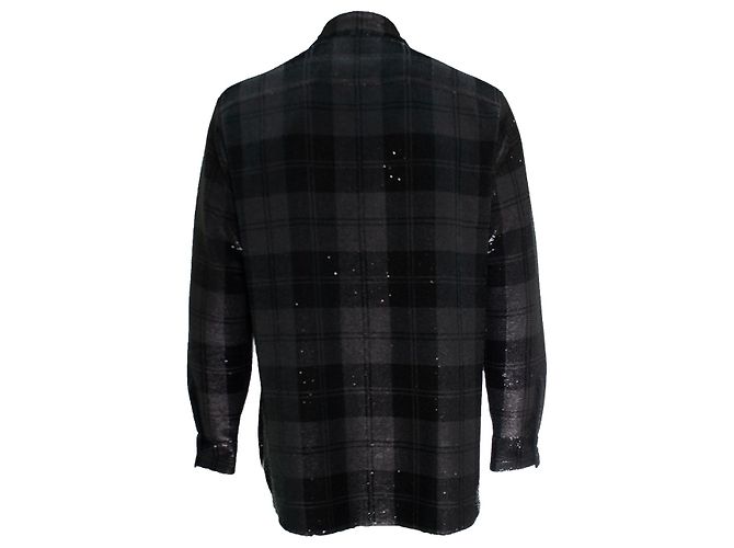 Camicia a paillettes a scacchi Saint Laurent 2018 Nero - vista 2