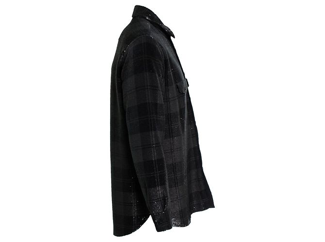 Camicia a paillettes a scacchi Saint Laurent 2018 Nero - vista 4