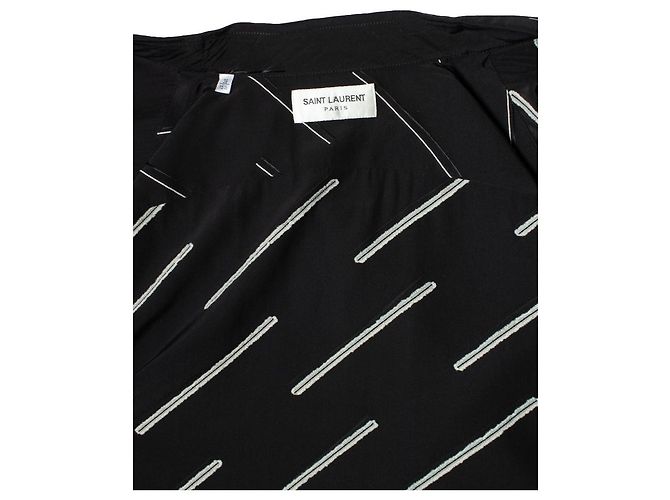 Saint Laurent, Camicia nera con righe diagonali Nero - vista 5