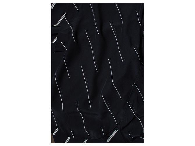 Saint Laurent, Camicia nera con righe diagonali Nero - vista 6