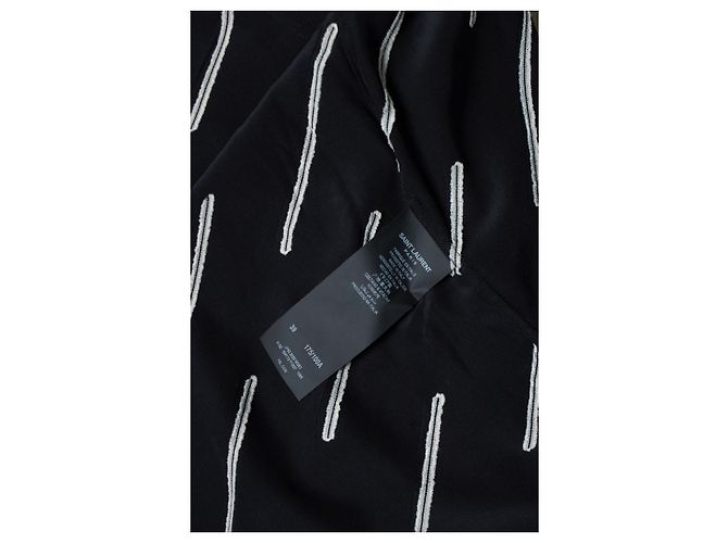 Saint Laurent, Camicia nera con righe diagonali Nero - vista 7
