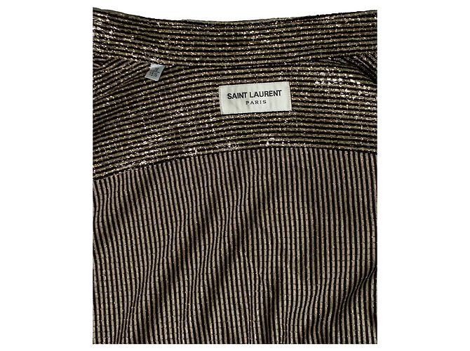 Camisa listrada de lurex preto e dourado Saint Laurent Multicor - vista 5