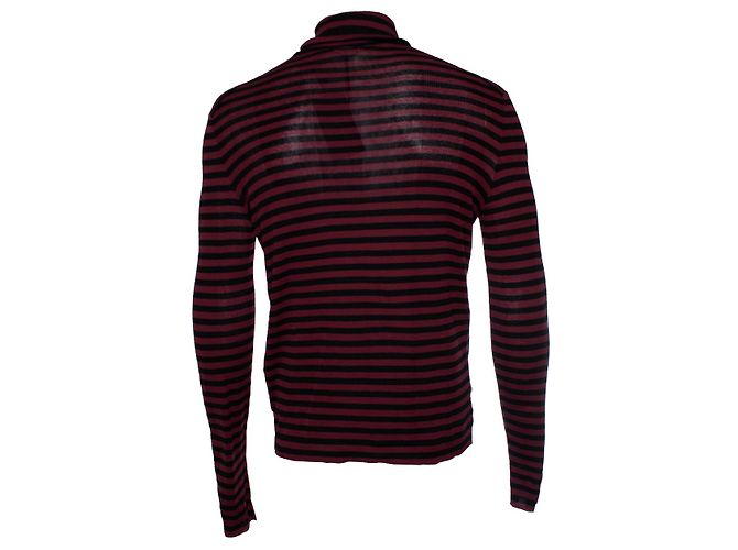 Saint Laurent, Gestreifter Pullover in Schwarz und Bordeaux Mehrfarben - Ansicht 2